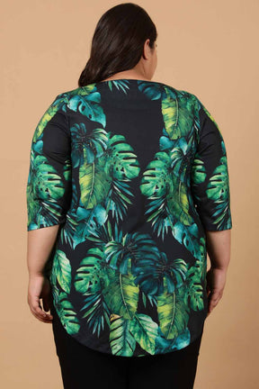 Plus Size Midnight Tropical Printed Centre Pleat Top