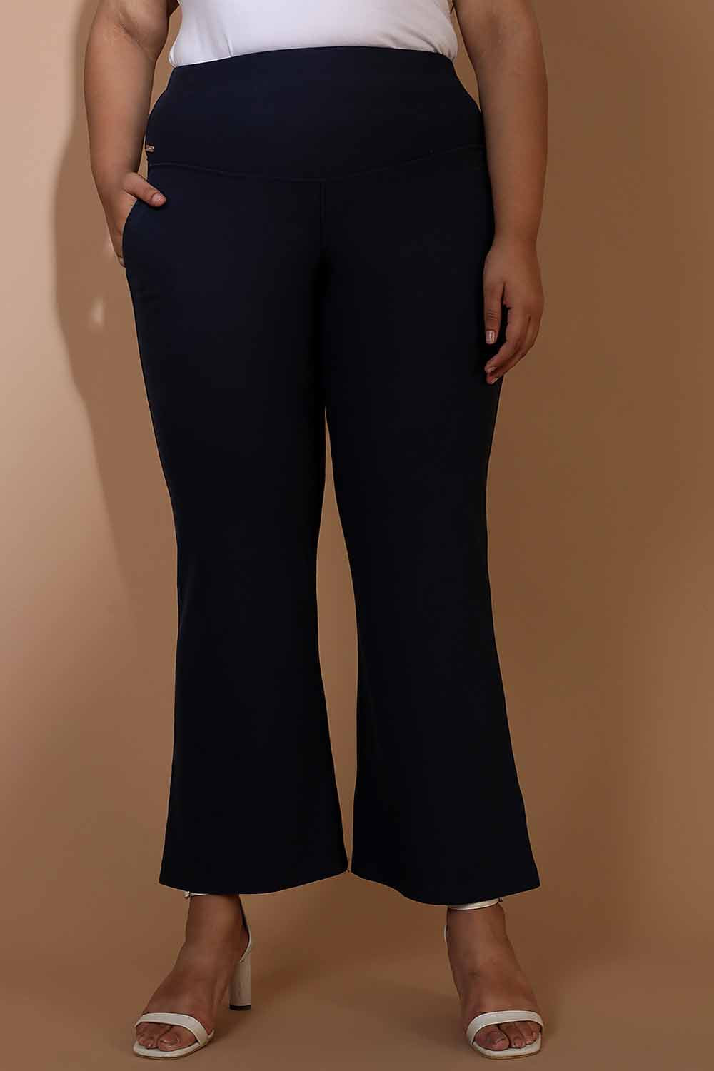 Plus Size Navy Tummy Shaper Bell Bottom Online in India