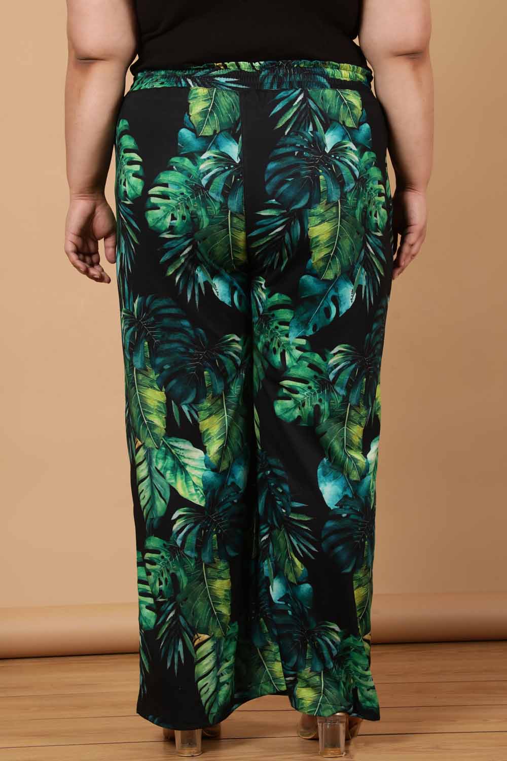 Plus Size Midnight Tropical Printed High Waist Pants