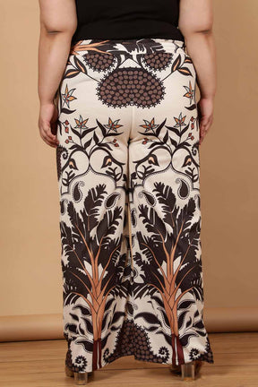 Plus Size Off White Placement Printed High Waist Pants