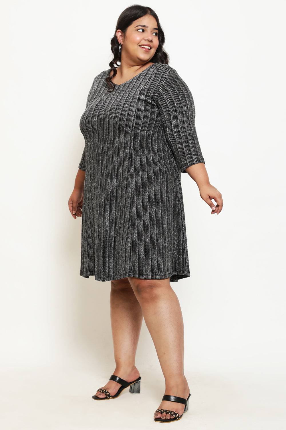 Plus Size Black Lurex Dress