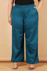 Plus Size Teal Cotton Linen Pants