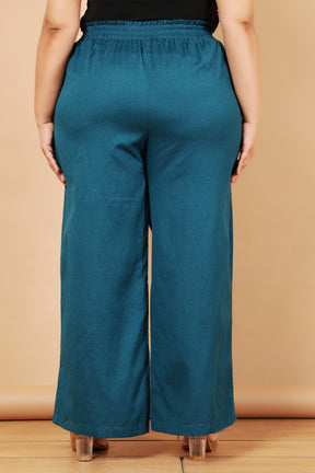 Plus Size Teal Cotton Linen Pants