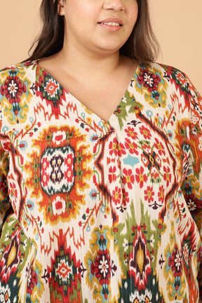 Plus Size White Patola Print Cotton Top