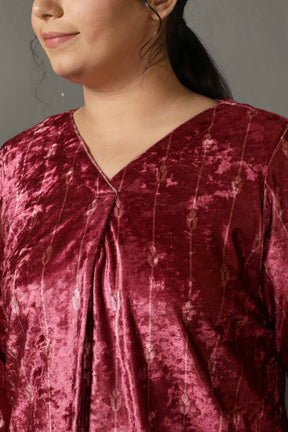 Deep Red V Neck Velvet Top