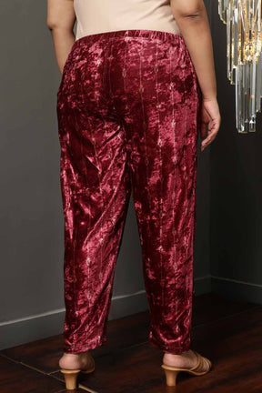 Deep Red Velvet Pant