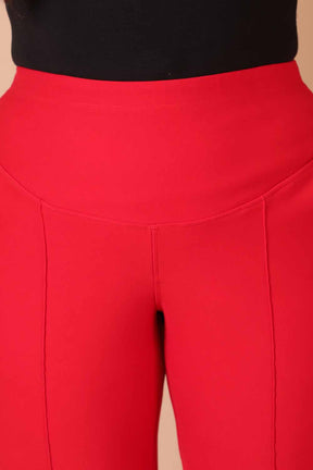 Plus Size Red Tummy Shaper Straight Fit Pants