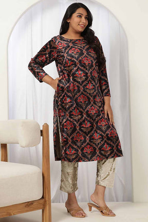 Ethnic Motif Velvet Kurta