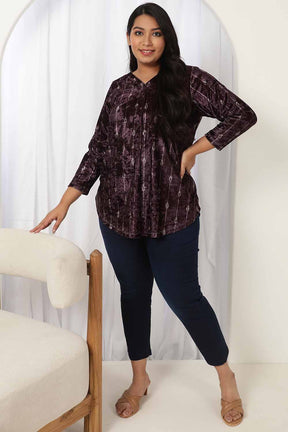 Purple V Neck Velvet Top
