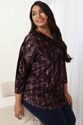 Purple V Neck Velvet Top