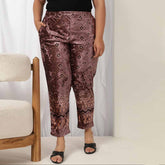Purple Printed Velvet Pant