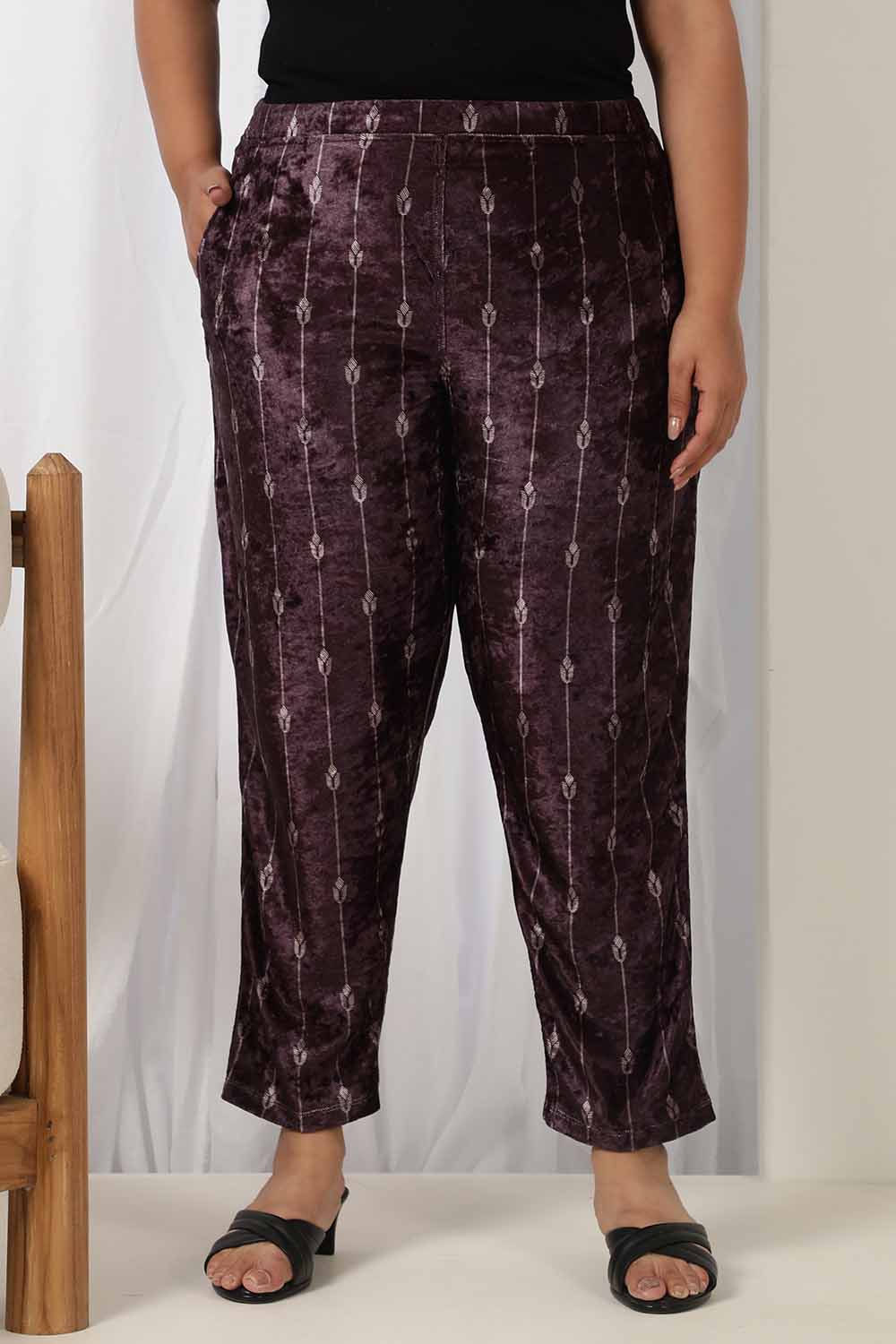 Plus Size Purple Velvet Pant