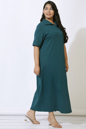 Plus Size Emerald Side Slit Long Dress