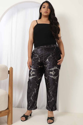 Black Marble Velvet Pant