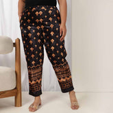 Plus Size Black Printed Velvet Pant 1
