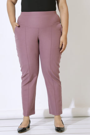 Dusty Lilac Crease Seam Tummy Tucker Pants