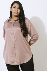 Plus Size Rose Satin Shirt