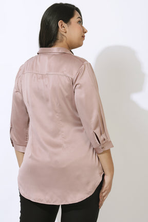 Plus Size Rose Satin Shirt