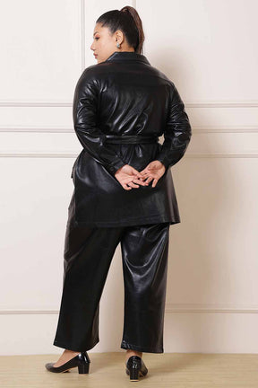 Plus Size Cruelty Free Black Leather Coord Set