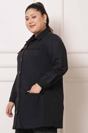 Plus Size Black Shacket