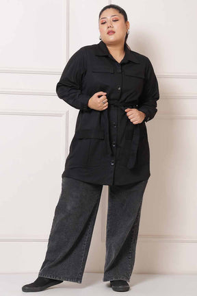 Plus Size Black Shacket