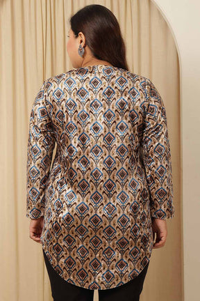 Plus Size Beige Boho Velvet Top