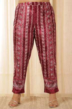 Plus Size Maroon Paisley Velvet Coord Set