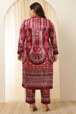 Plus Size Maroon Paisley Velvet Coord Set