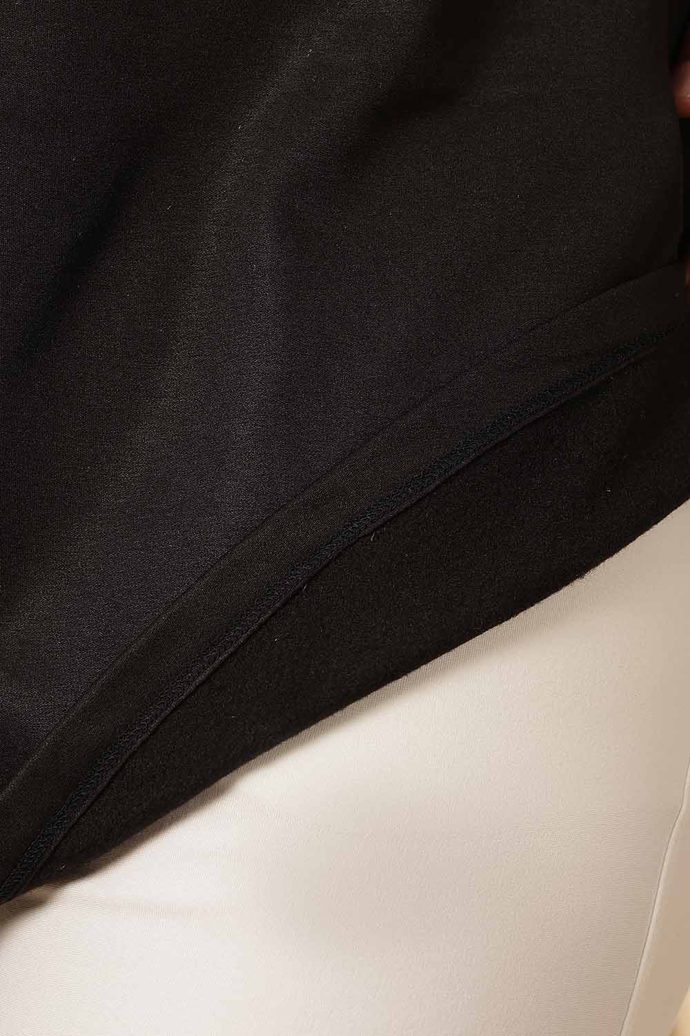 Plus Size Black V Neck Fleece Top