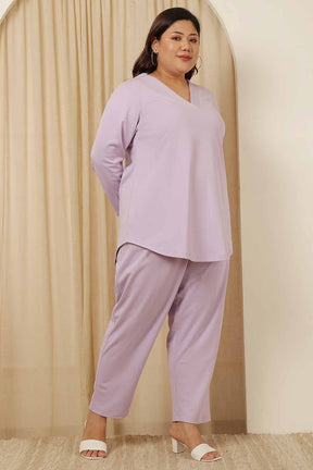 Plus Size Lavender Fleece Coord Set
