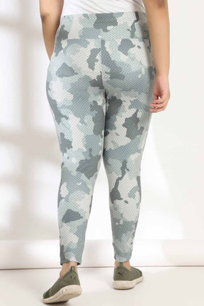 Olive Beige Camouflage Tummy Shaper Printed Leggings