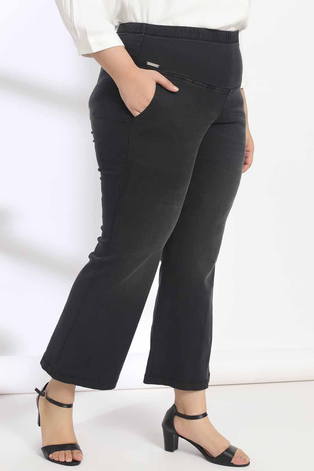 Plus Size Plus Size Black Light Fade Flare Jeans