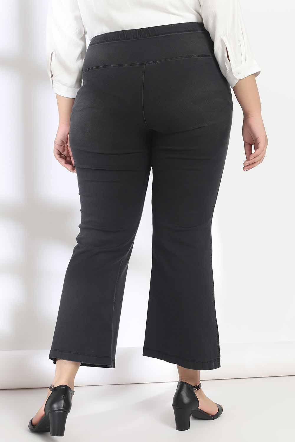 Plus Size Black Light Fade Flare Jeans for Women