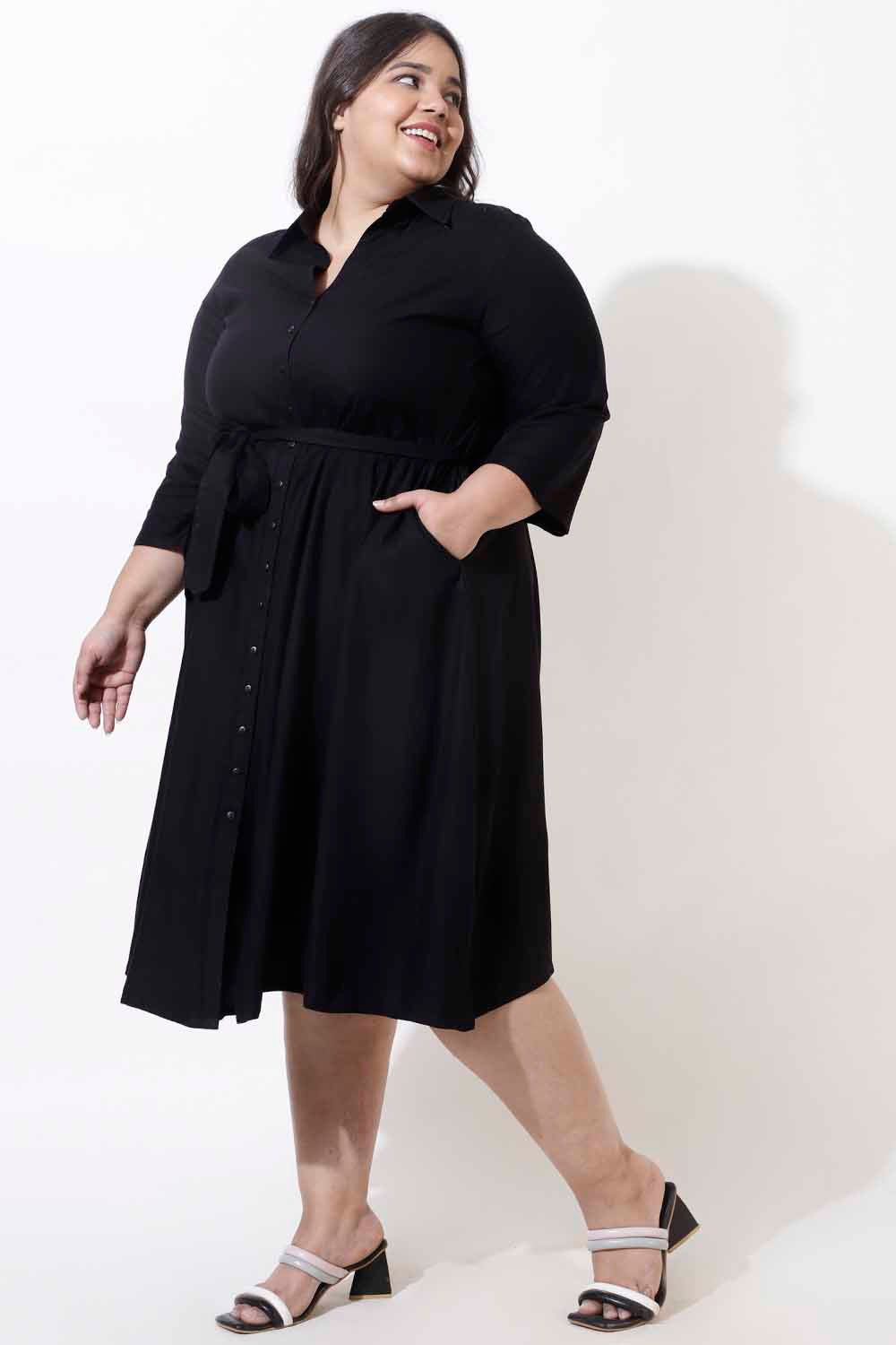 Buy Plus Size Black Shirt Dress