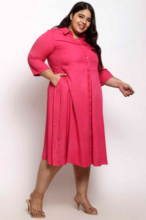Plus Size Pink Shirt Dress