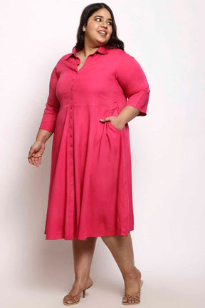 Plus Size Pink Shirt Dress