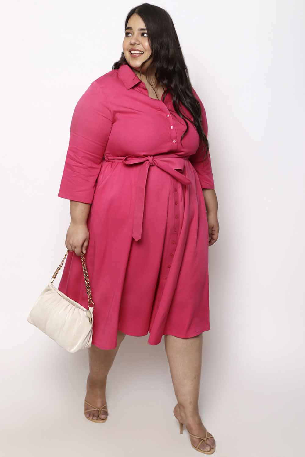 Plus Size Plus Size Pink Shirt Dress