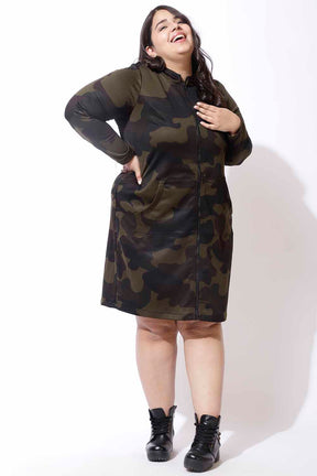 Olive Camouflage Jacket Dress