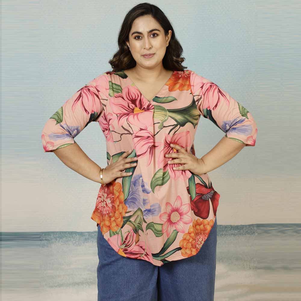 Pink Floral Plus Size Top