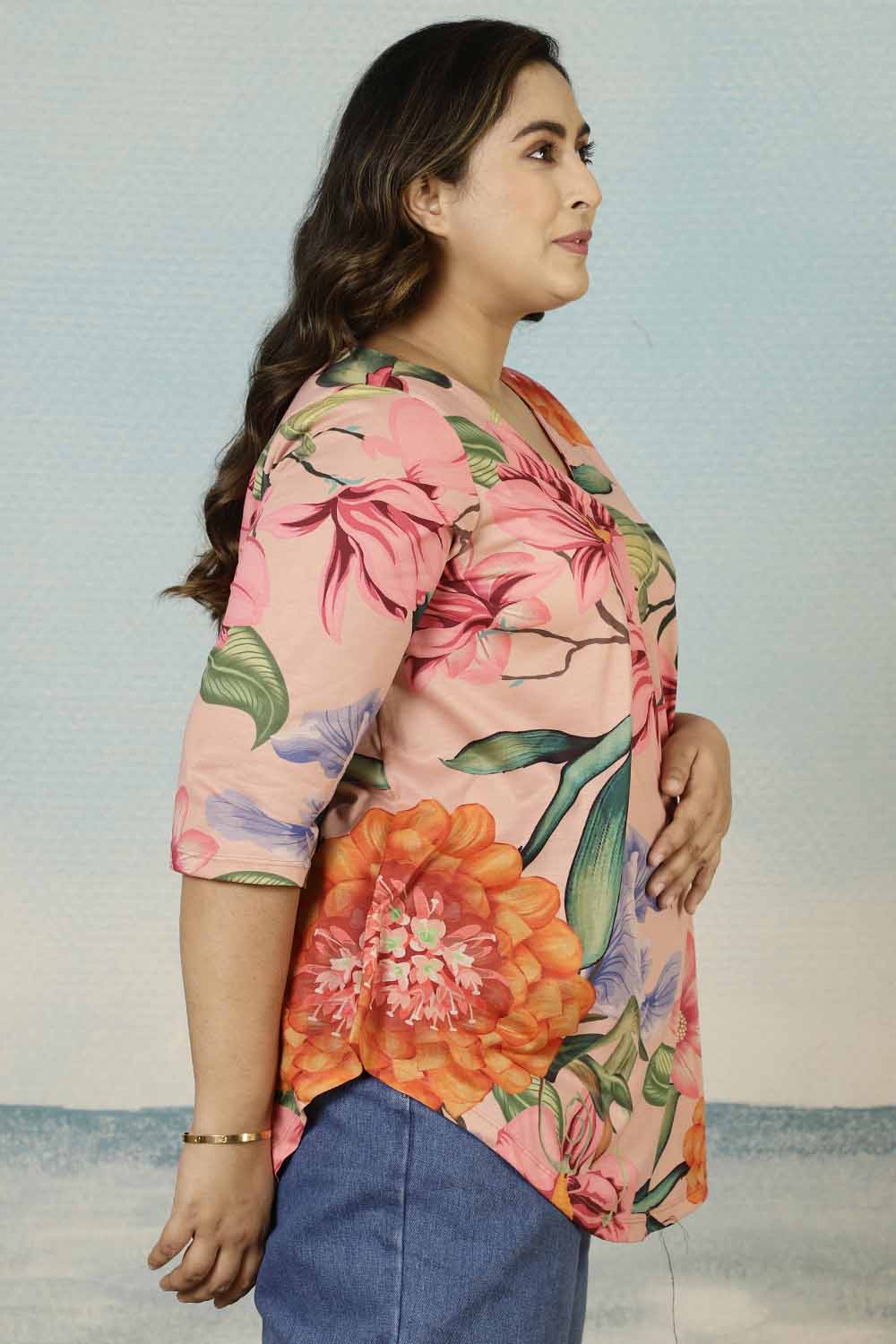 Pink Floral Plus Size Top for Women