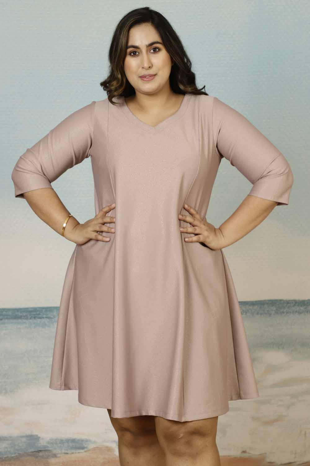 Purple Taupe Shimmer Plus Size Dress