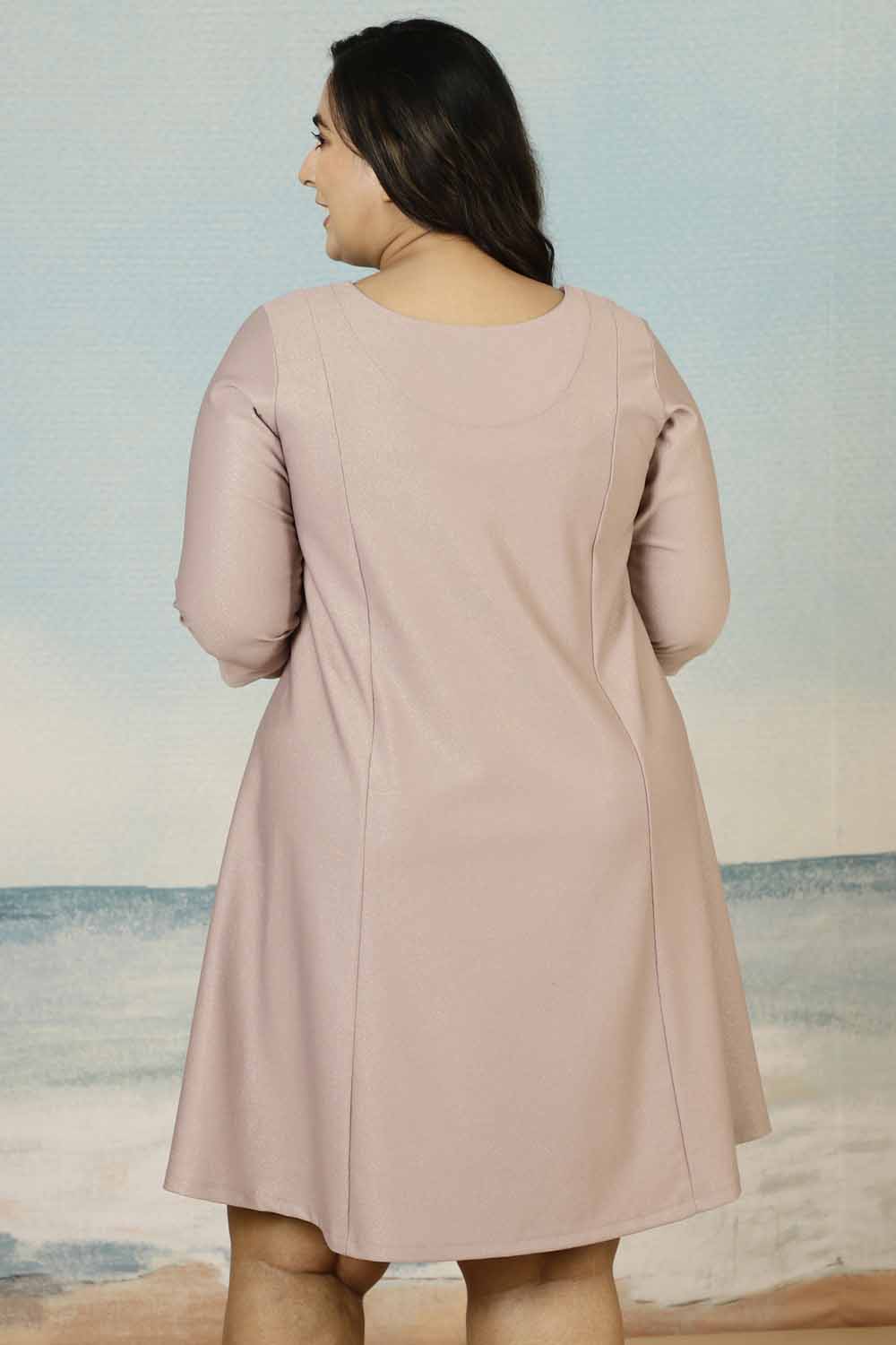 Comfortable Purple Taupe Shimmer Plus Size Dress