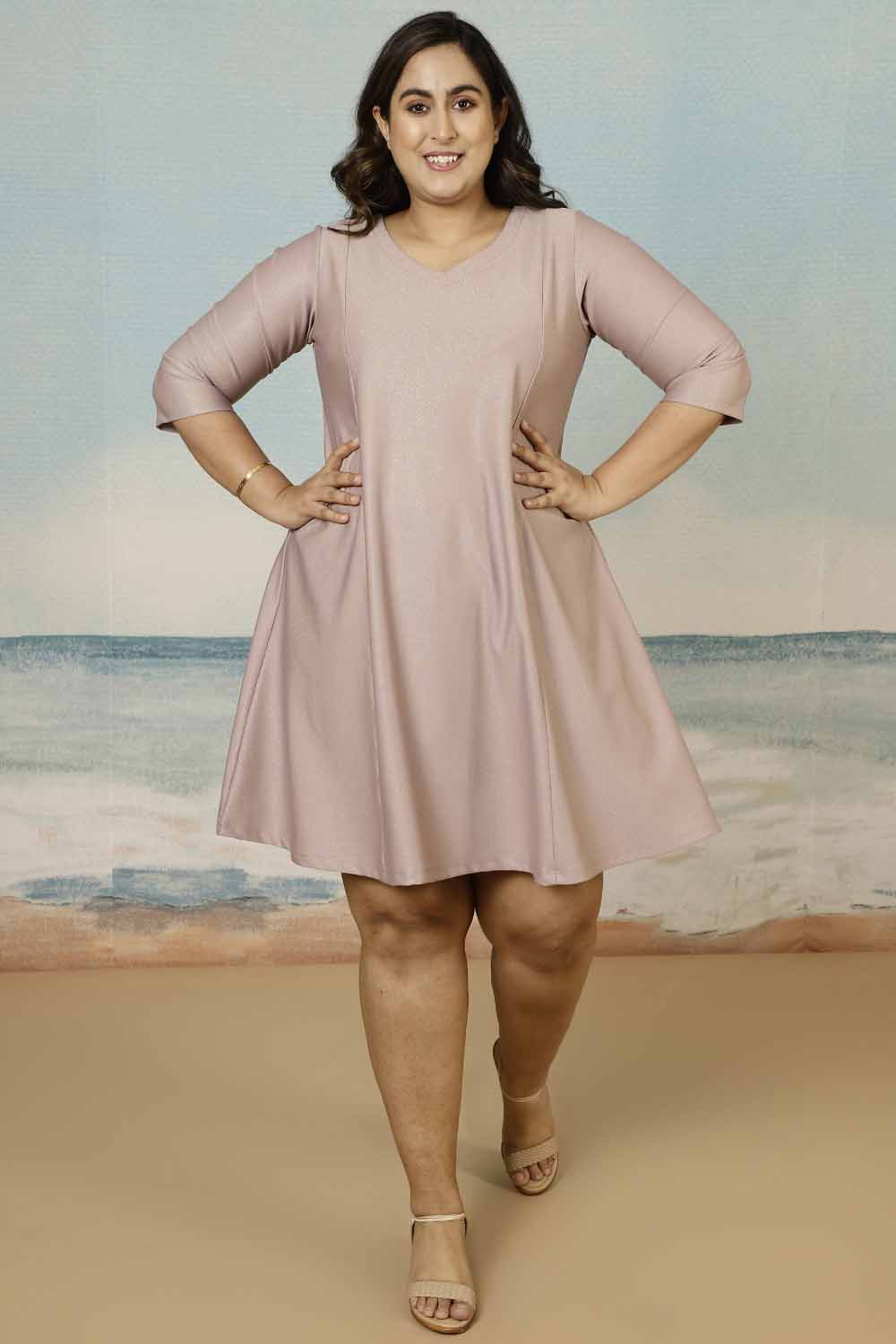 Purple Taupe Shimmer Plus Size Dress