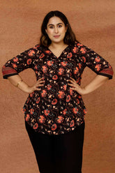 Black Luxe Floral Plus Size Top