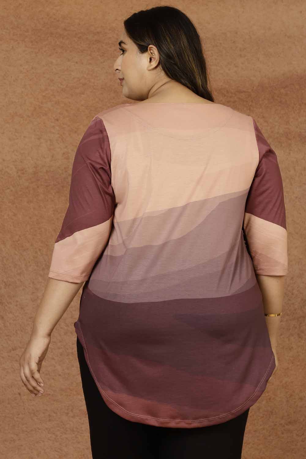 Comfortable Purple Ombre Plus Size Top