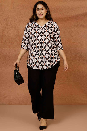 White Black Plus Size Top