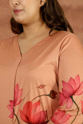 Lotus Print Plus Size Top