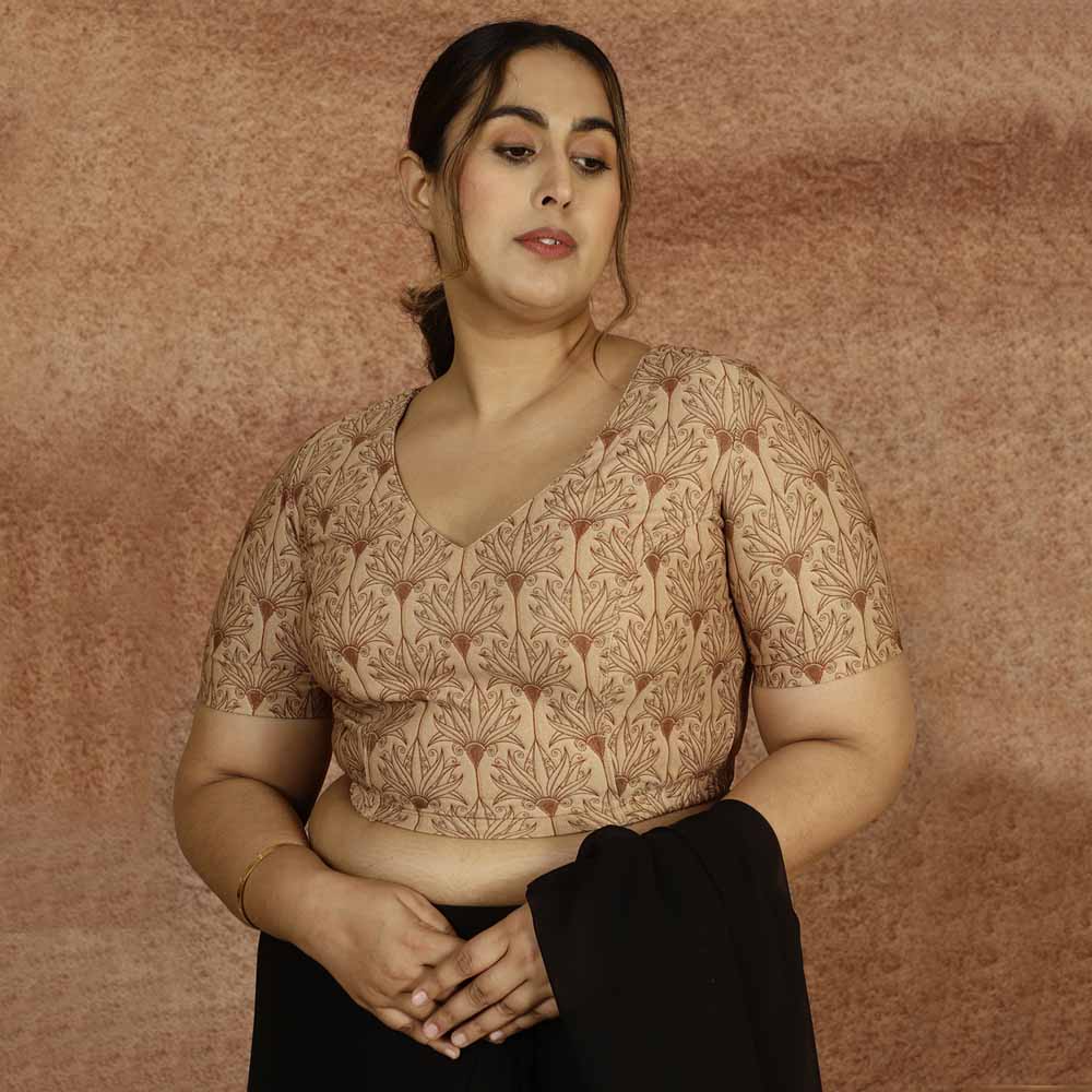 Plus Size Golden Pattern Readymade Blouse