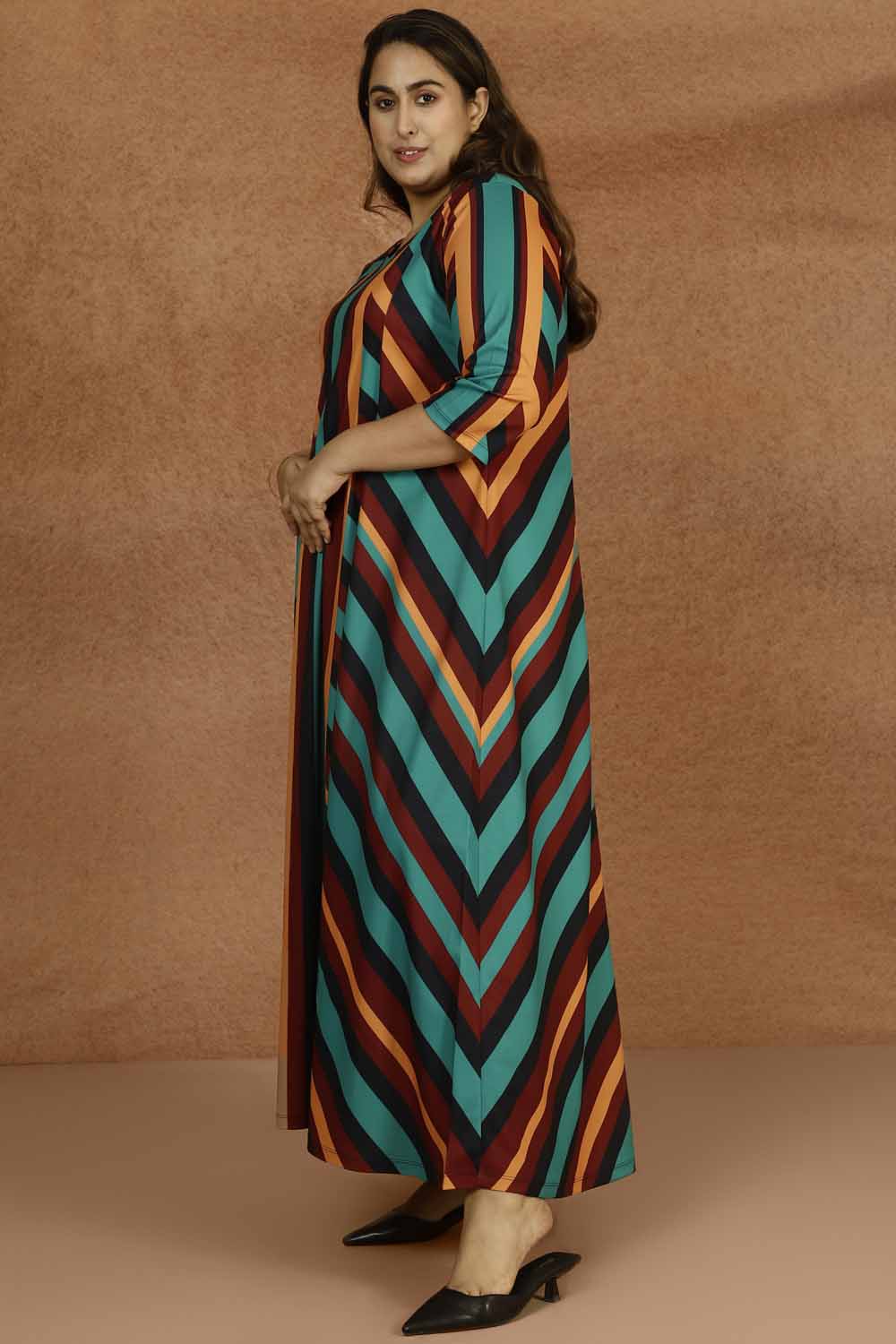 Bright Stripe Plus Size Ombre Dress