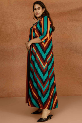 Bright Stripe Plus Size Ombre Dress